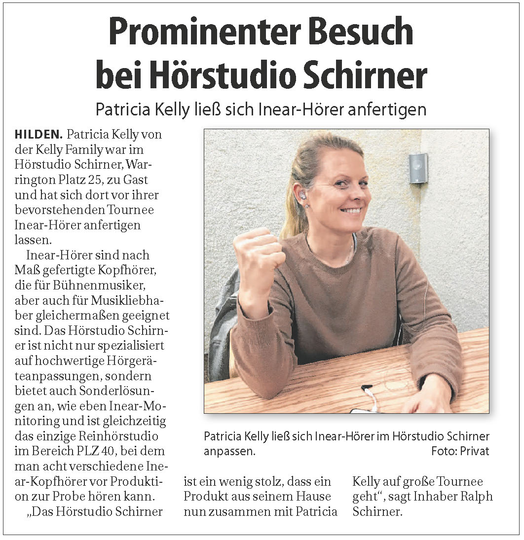 Zeitungsartikel Wochenpost Patricia Kelly im Hörstudio Schirner